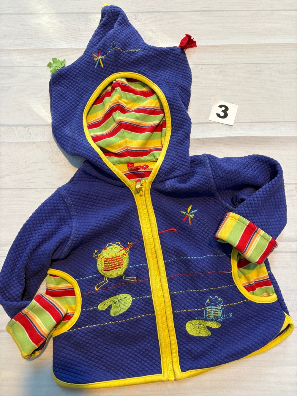 Hanna Andersson Hooded Quilted Jacket with Rainbow Stripe Lining